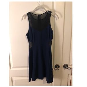 Intermix Black and Navy Dress with Mesh Detail